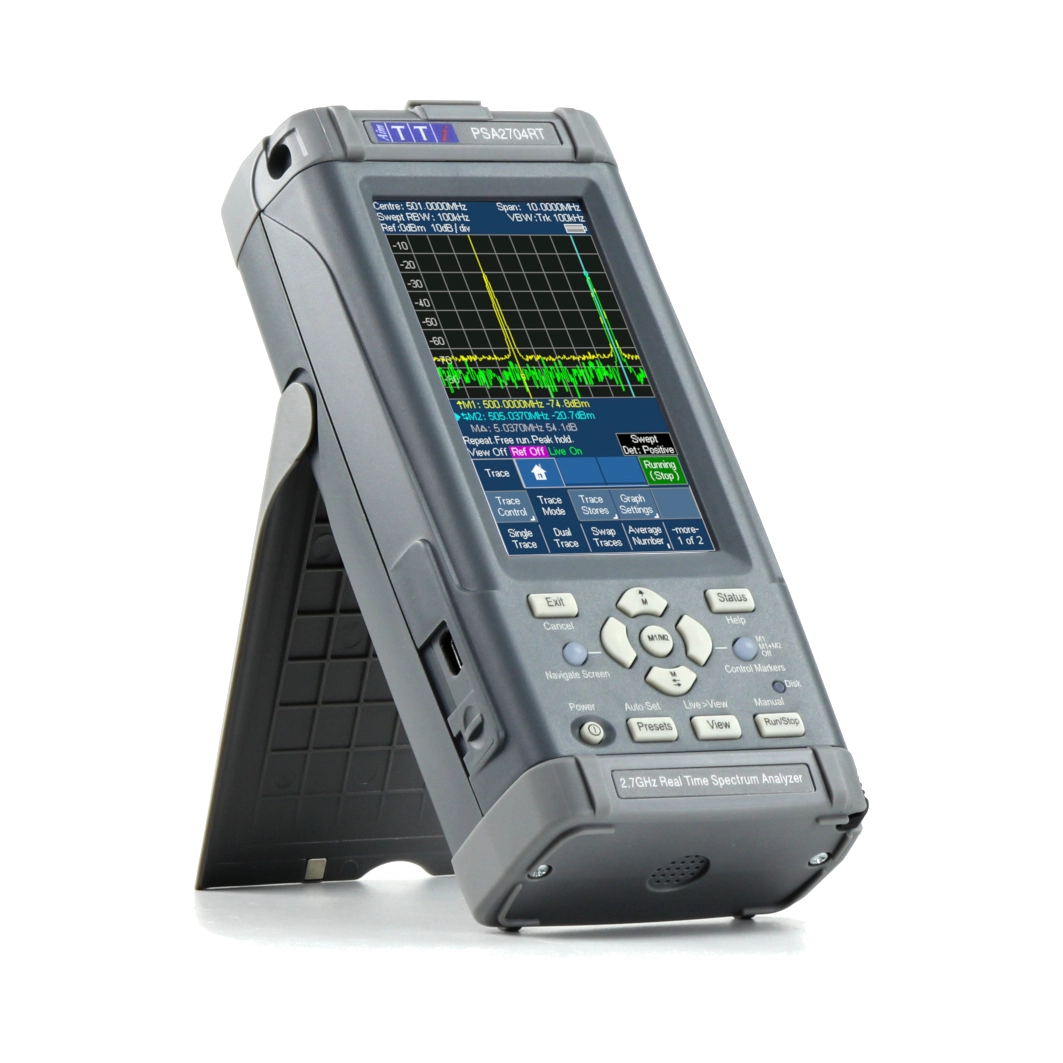 Aim-TTi PSA2704RT Handheld RF Spectrum Analyzer Angled Right