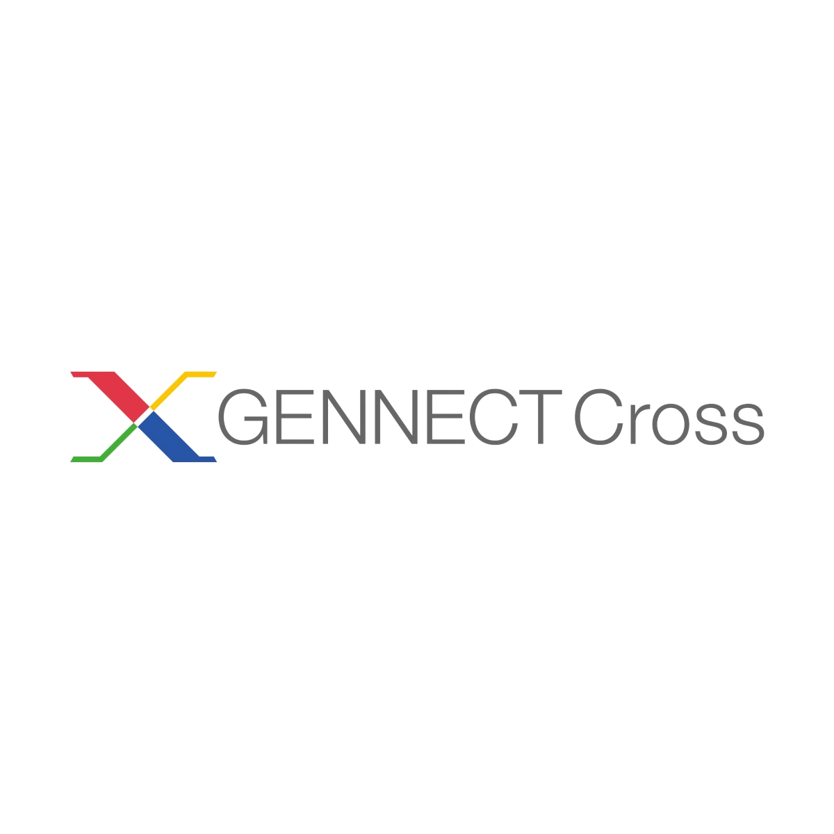 GENNECT Cross logo on a plain white background, featuring a stylized multicolor 'X' and gray text.