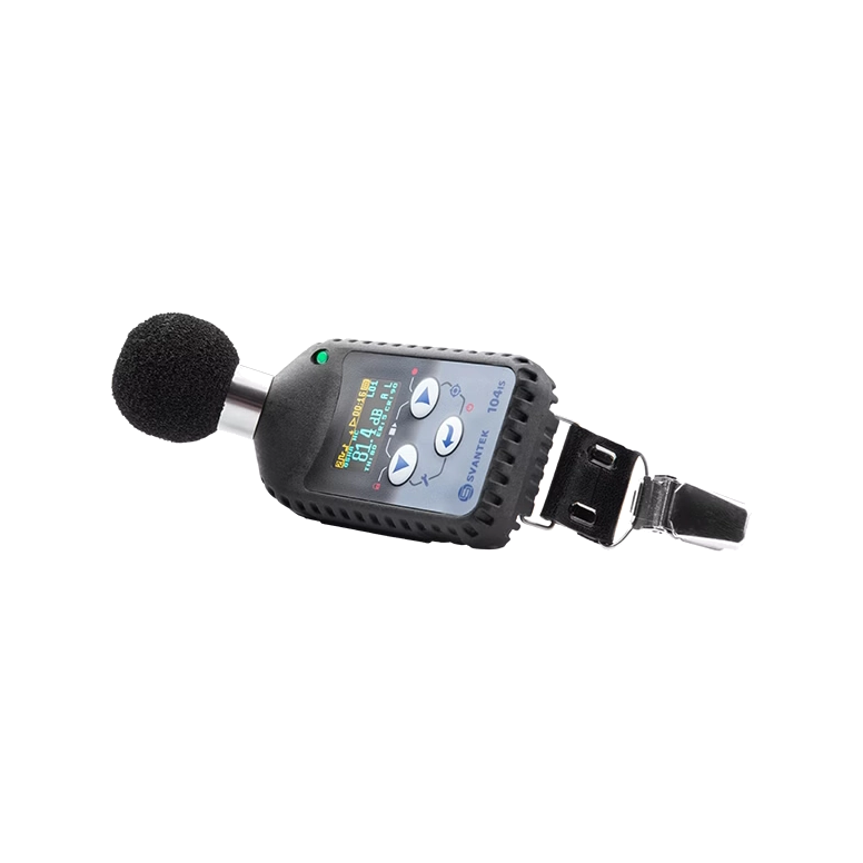 Svantek SV 104BIS with microphone on a white background
