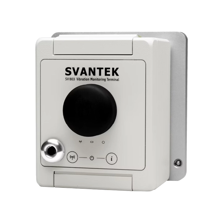 Svantek vibration monitoring terminal on a white background