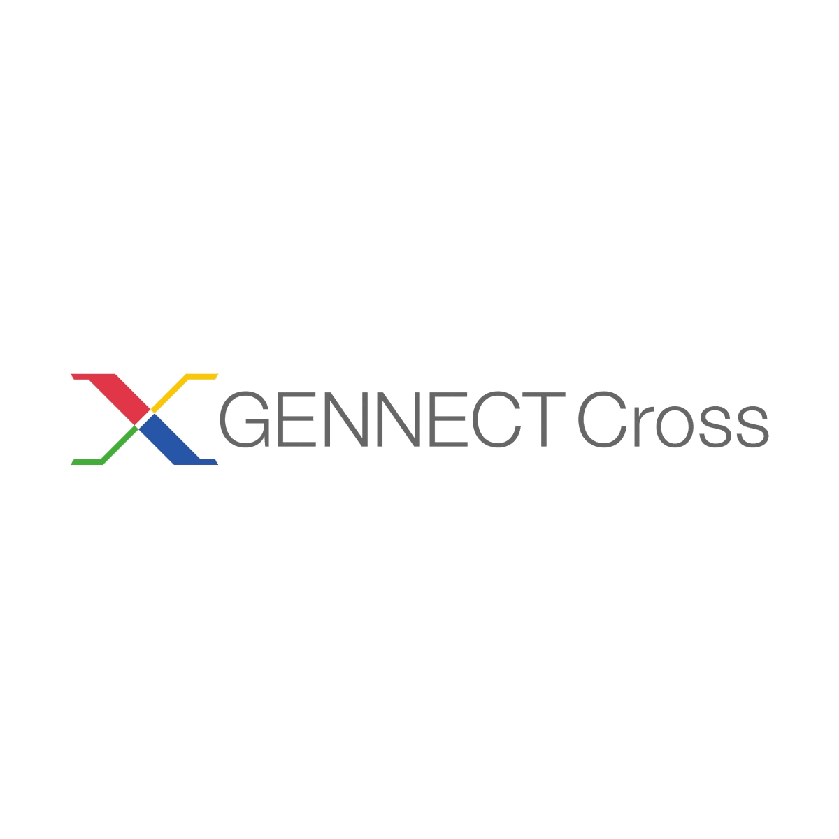 GENNECT Cross logo on a plain white background, featuring a stylized multicolor 'X' and gray text.