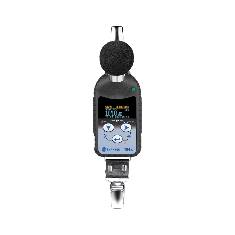 Svantek SV 104BIS with microphone on a white background