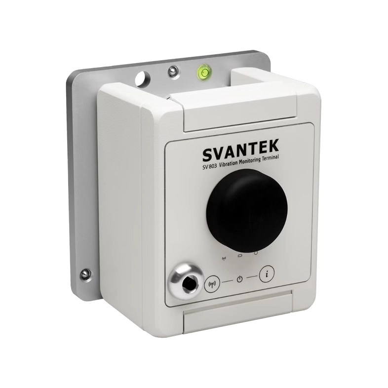 SVANTEK vibration monitoring terminal on a white background