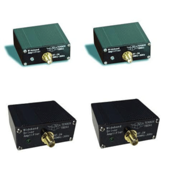 Tekbox Wideband amplifier set, 1 TBWA2/20dB, 1 TBWA/40dB, 1 TBDA1/14, 1 TBDA1/28